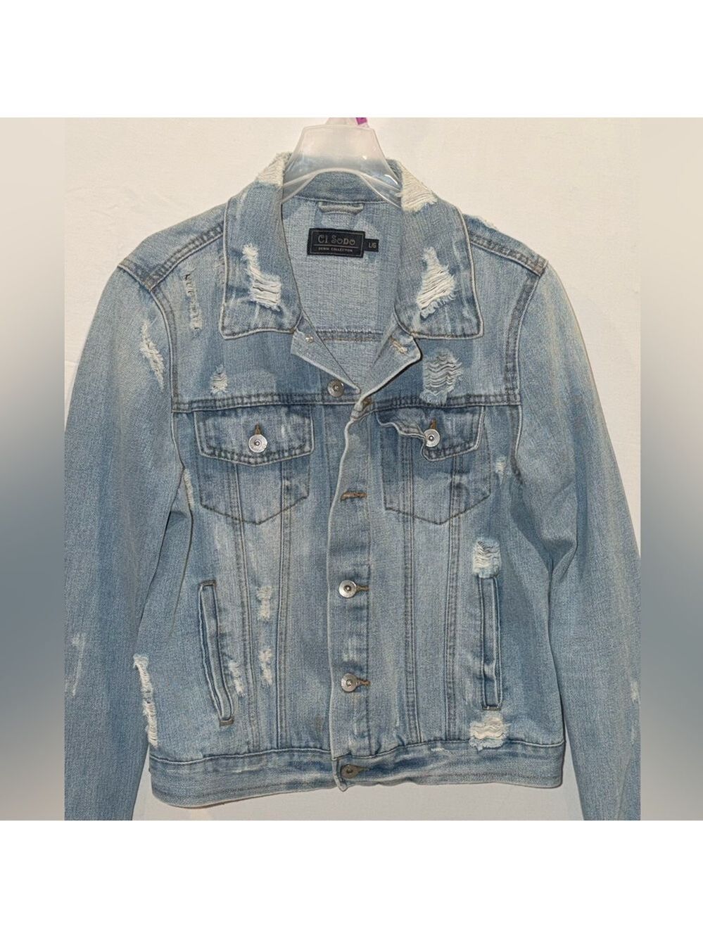 Ci Sono Denim Jean Jacket Distressed Size Large